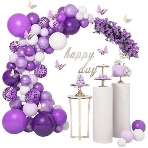 Kit D Arche De Ballons Violets Et Blancs Lot De 124 Ballons En Latex