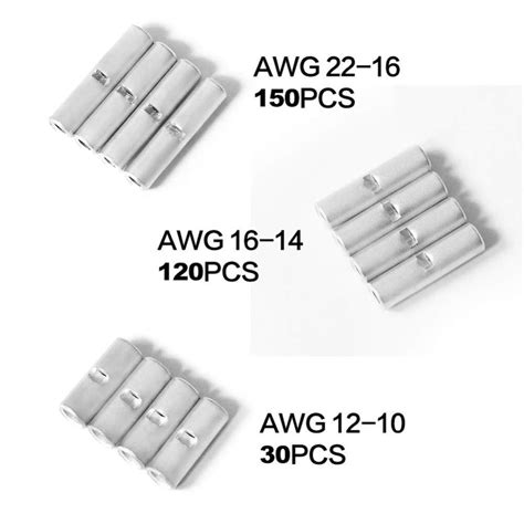 300Pcs Tinned Red Copper Butt Connectors Kit Electrical Applications