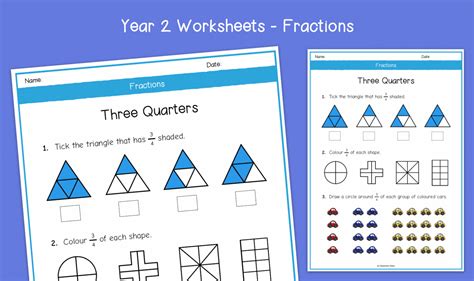 Year 2 Three Quarters Fractions Worksheets Ks1 Fractions Primary Maths