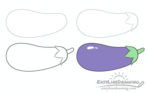 How To Draw An Eggplant Step By Step Easylinedrawing