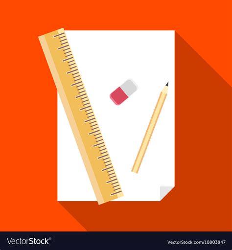 Paper Pencil Ruler And Eraser Icon Royalty Free Vector Image