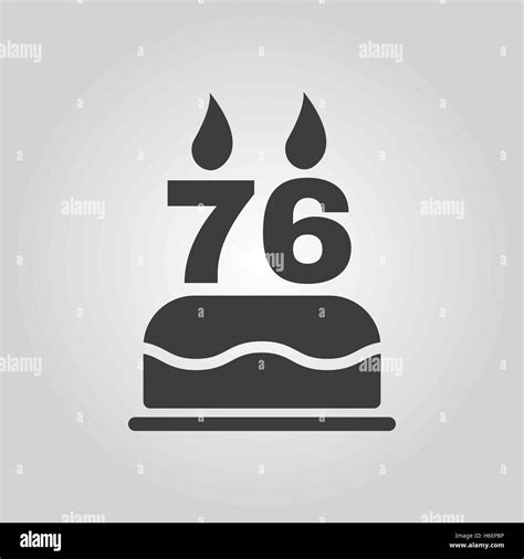 The Birthday Cake With Candles In The Form Of Number 76 Icon Birthday