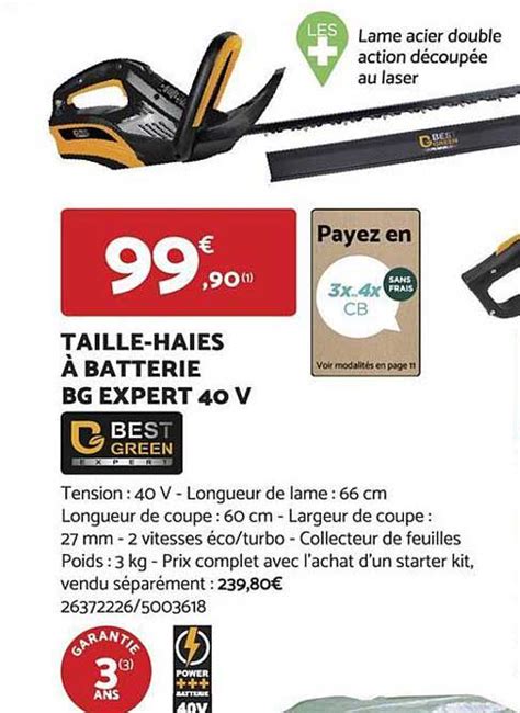 Promo Taille haies à Batterie Bg Expert 40 V Best Green chez