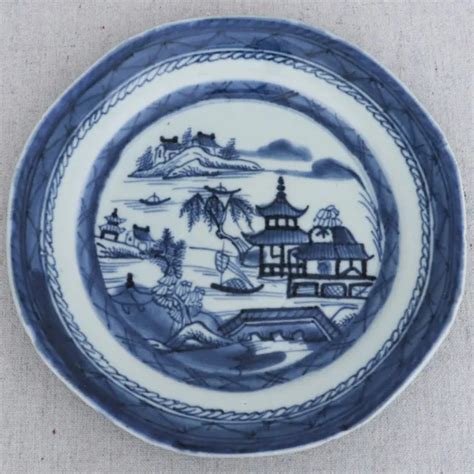 Antique Early Th Century Chinese Export Blue Canton Porcelain Plate