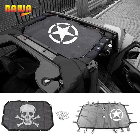 BAWA Car Covers For Jeep Wrangler 2007 2017 JK Sun Shade Roof Top Mesh UV Proof Insulation Net ...