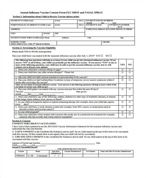 FREE 7+ Sample Vaccine Consent Forms in PDF | MS Word