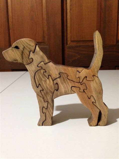 Wooden Labrador Scroll Saw Puzzle Handmade Pieces Stained