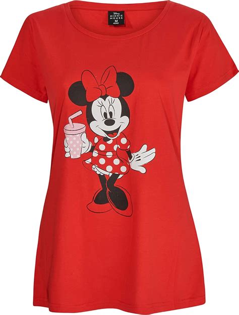 Minnie Mouse Damen Frauen T Shirt Erwachsene Kurzarm Shirt Rot M