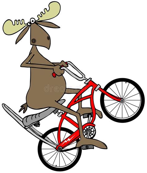 Alces Estalando Um Wheelie Em Uma Bicicleta Ilustra O Stock