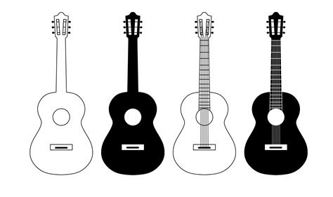 Black White Guitar Icon Set Isolated On White Background 10258136