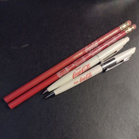 Lot Of 4 Vintage Pens Pencils Advertising Coca Cola Soda Pop White Red 80s Ebay