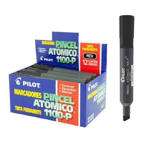 Pincel Atômico Pilot Marcador Permanente 1100P Preto C 12 Unidades