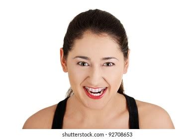 Frustrated Angry Woman Screaming Out Loud Stock Photo