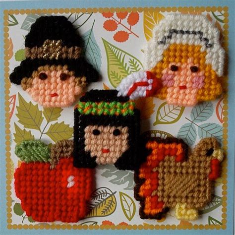 Plastic Canvas Mini Magnets Thanksgiving Motifs Set Of 5 Etsy In 2024 Plastic Canvas Crafts