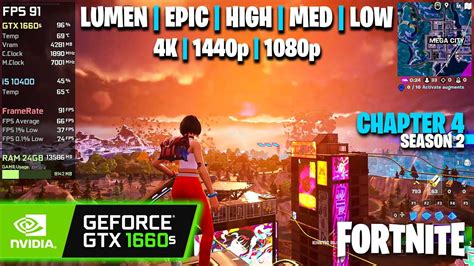 GTX 1660 Super Fortnite Chapter 4 S2 4K 1440p 1080p Lumen