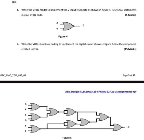 Solved Q A Write The Vhdl Model To Implement The Input Nor Gate