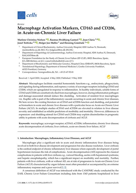 Macrophage Activation Markers, CD163 and CD206, in Acute-On-Chronic ...