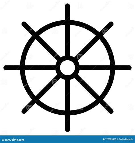 Wheel Of Dharma Outline Icon Vector Illustration | CartoonDealer.com #119567334