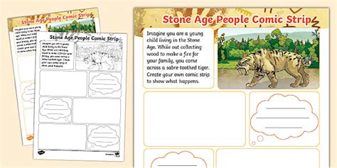 New Stone Age People Finish The Comic Strip Worksheet