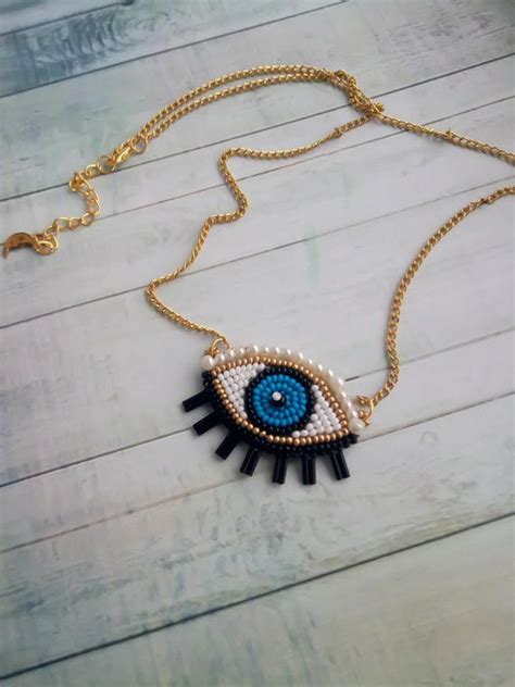 Evil Eye Beaded Necklace Blue Eye Necklace Trendy Jewelry Embroidered Necklace T For Women