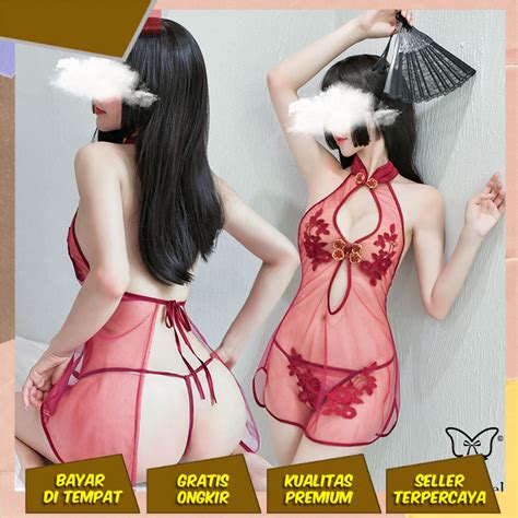 Jual Sexy Lingerie Cheongsam Lingerie Sexy Big Size Jumbo Transparan