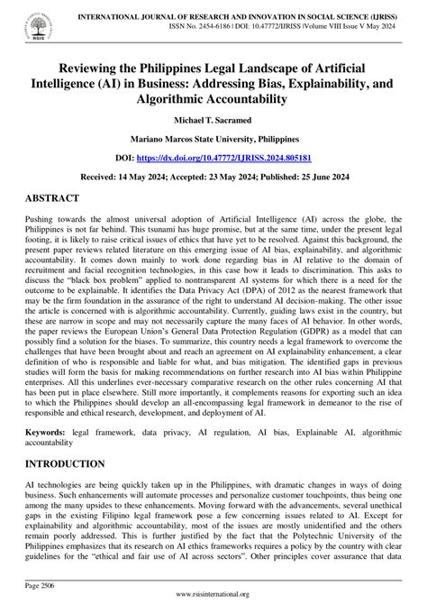 Pdf Reviewing The Philippines Legal Landscape Of Artificial