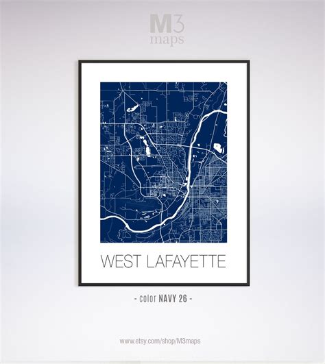 West Lafayette Indiana West Lafayette In Map West Lafayette Etsy