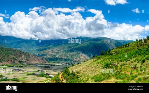 Panorama View To Paro Valley In Bhutan Stock Photo Alamy