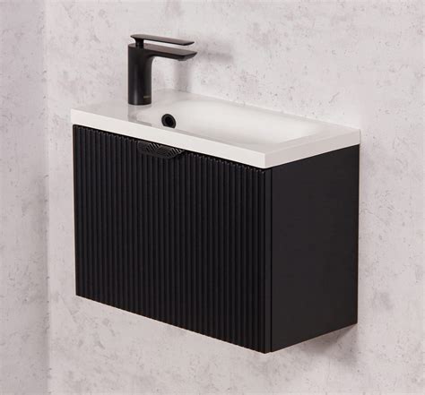 Gäste WC Möbel FAROS ART Breite 50 cm seidenmatt schwarz