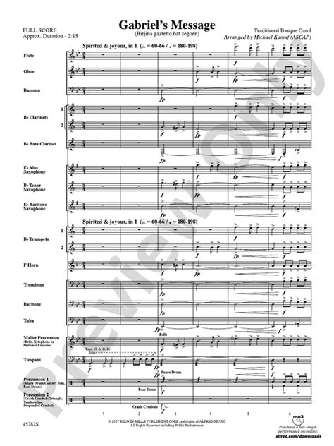 Gabriel S Message Concert Band Conductor Score Parts Digital Sheet