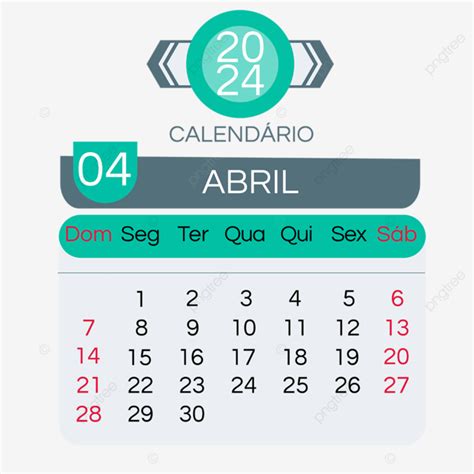 Calendario De Abril Simple Portugu S Para Png Portugu S