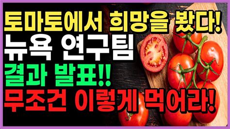 뉴욕 연구팀 발표 작은 토마토에서 희망을 봤다 염증이 사라진다 매일 먹으면 만성염증을 없애는 효능 Youtube