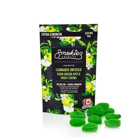 Smokiez Edibles Sour Green Apple Fruit Chews 250mg Thc Oklahoma Leafly