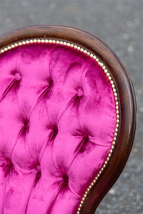 Barbie-pink Victorian Spoonback Lounge Chair - On The Square Emporium