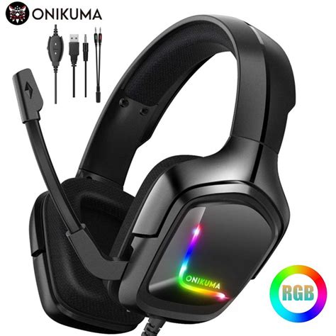 Onikuma K20 Fone De Ouvido Headset Gamer Preto Luz RGB PC Ps4 Xbox