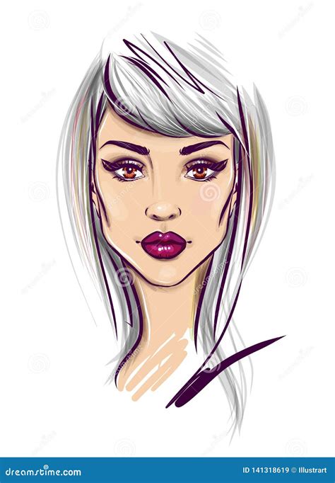 Beautiful Woman Face Illustration Stock Vector Illustration Of Line