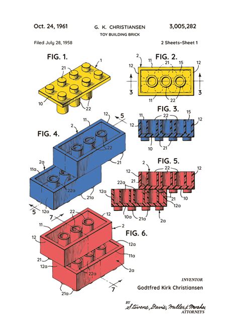 Lego Brick Patent Colored Poster Posterland