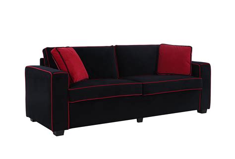 Divano Roma Furniture Modern 79" Inch Two Tone Colorful Velvet Fabric Living Room Sofa (Black ...