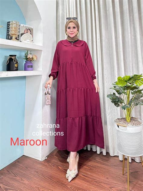 Gamis Susun Crinkle Airflow Dress Susun Crinkle Masakini Lazada