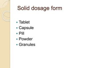 Pharmaceutical Dosage Forms Classification PPT