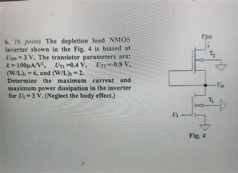 Solved 6 16 Points The Depletion Load NMOS Inverter Shown Chegg