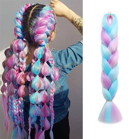 Jumbo Braids Crochet Braids Hair Extension Three Tone Ombre Color Rainbow Jumbo Braiding For