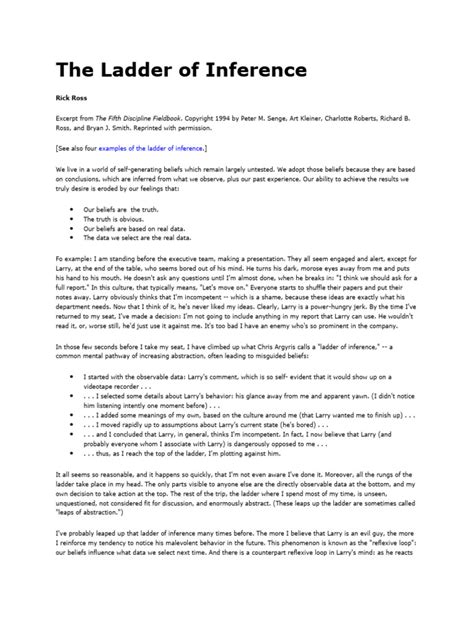 The Ladder Of Inference Pdf Thought Reason