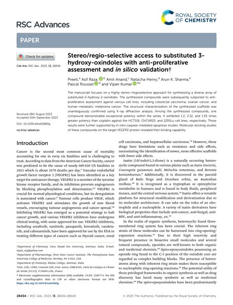 PDF Stereo Regio Selective Access To Substituted 3 Hydroxy Oxindoles