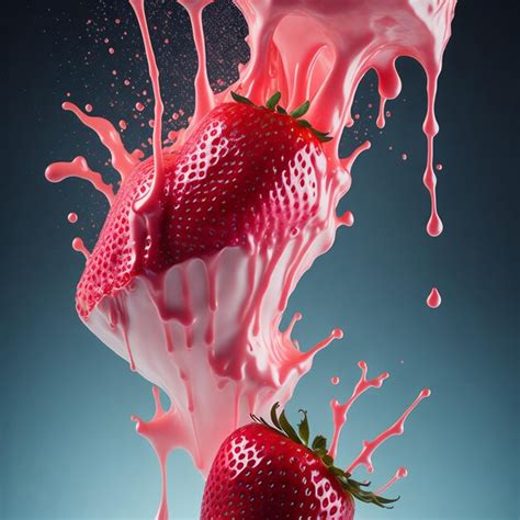 Premium Photo Strawberry Falling Into Milk