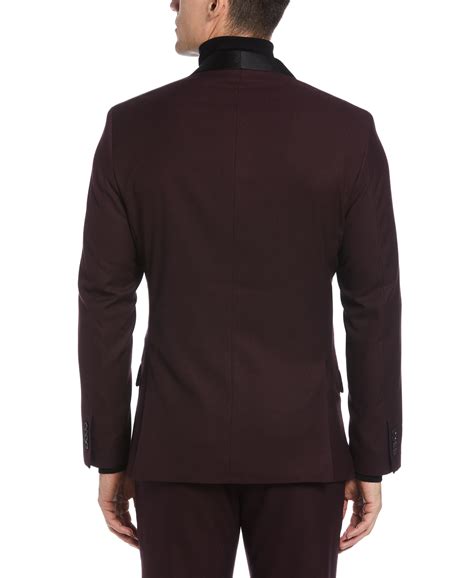 Slim Fit Burgundy Textured Tuxedo Perry Ellis