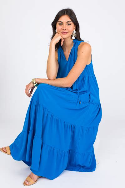 Maria Tiered Maxi Blue New Arrivals The Blue Door Boutique