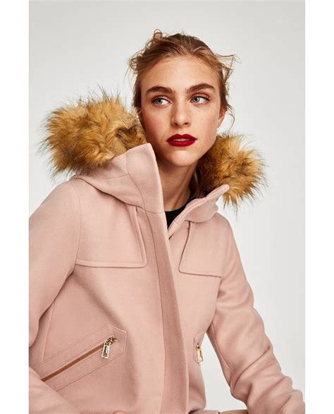 Short Coat With Textured Hood Coats Outerwear Woman Zara United