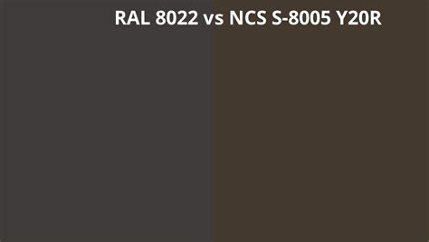 Ral 8022 Vs Ncs S 8005 Y20r Ral Colour Chart Uk