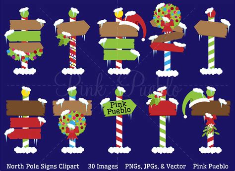 North Pole Or Santa's Workshop Signs By Devon Carlson | TheHungryJPEG